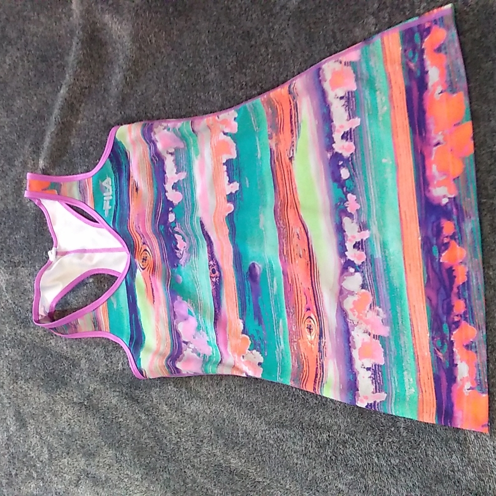 Fila bright rainbow colored woodgrain racerback tank